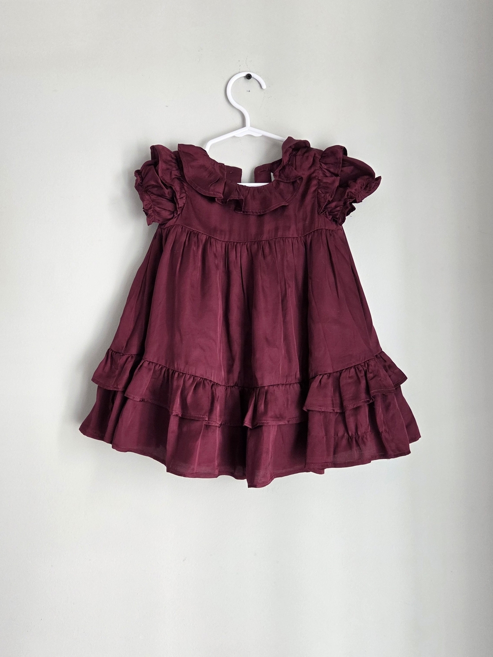 Janie and Jack Burgundy Ruffle Tiered Dress